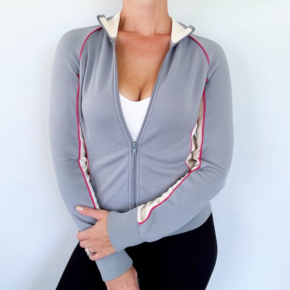 DKNY Active gray zip front track jacket size small